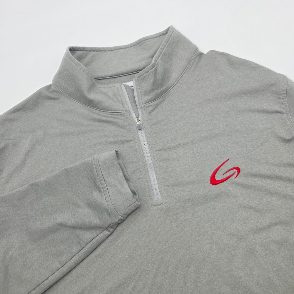 Peter Millar Mens XL Melange Performance Gray 1/4 Zip Pullover Logo Golf Stretch